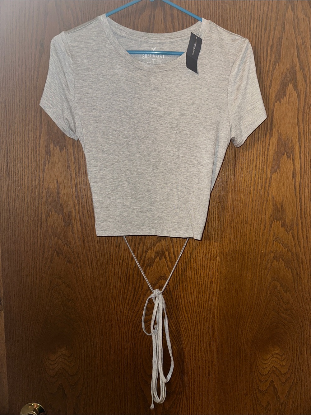 Women's Gray Crop Tie-Around Tee